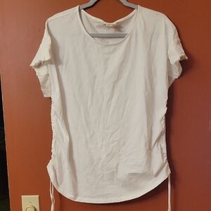 Style & Co. White Short Sleeve Side Tie Top